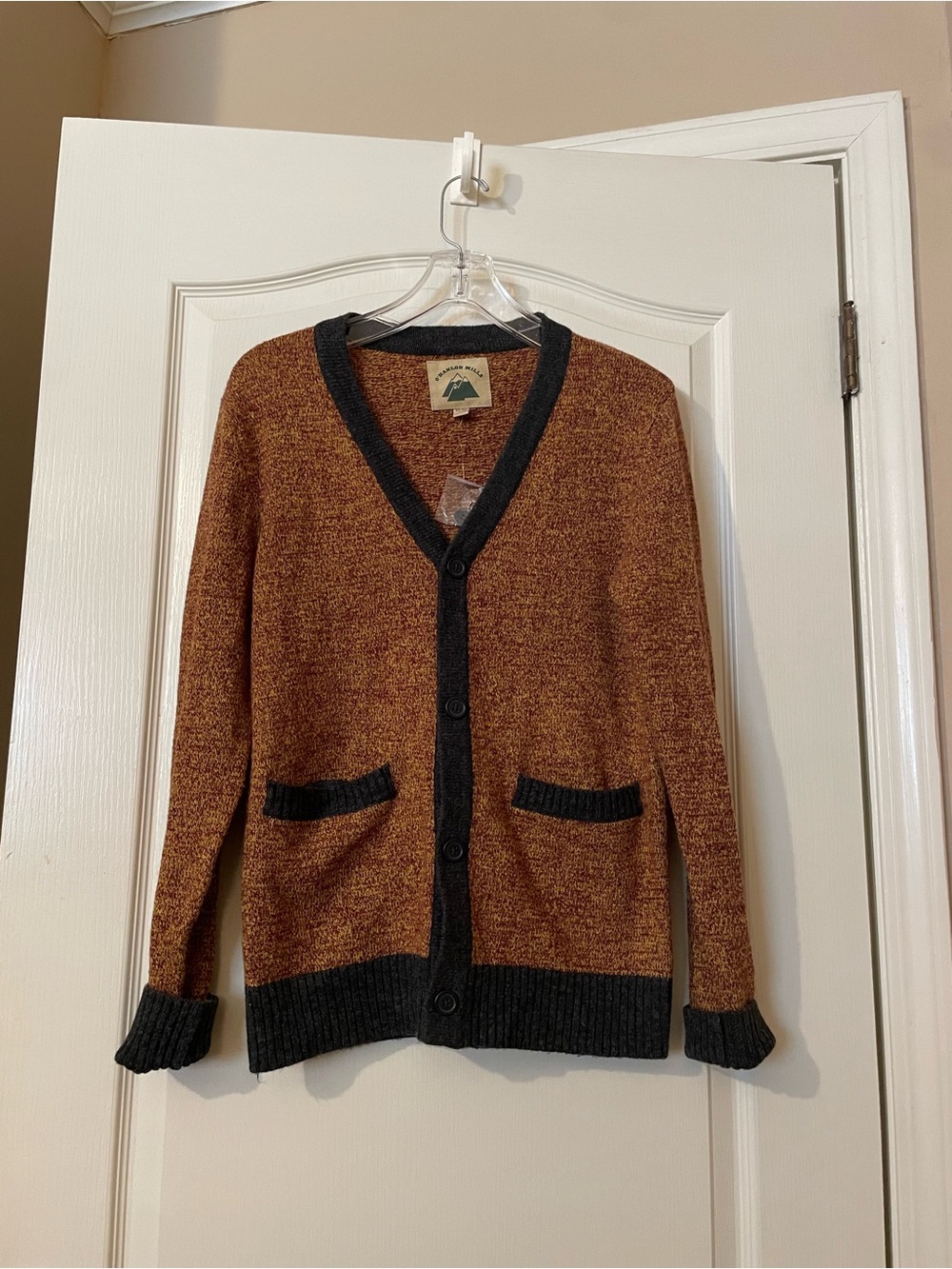 O’Hanlon Mills Lambswool Blend Cardigan XS Rust Marled Cabin Core Fall NWOT - Picture 2 of 7
